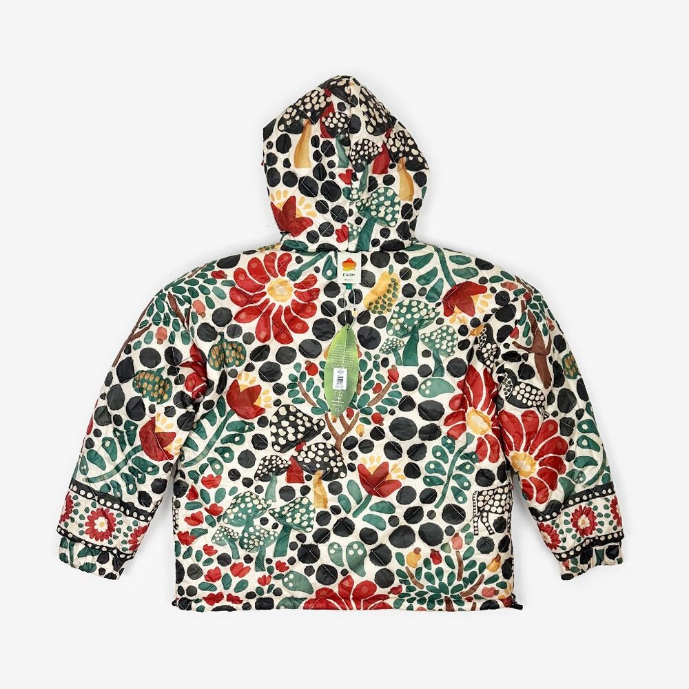 FARM Rio Cream Quilted Puffer Jacket with Black Floral Embroidery - Picture 10 of 15